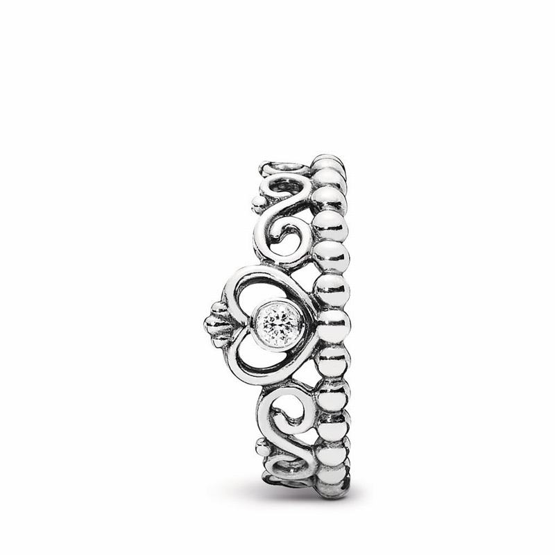 Pandora Princess Tiara Crown Stackable Ring Ireland - Sterling Silver/Cubic Zirconia - 502793OGT